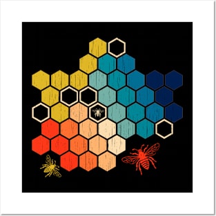 Beekeeper Beekeeping Honey Retro Vintage Honeycomb Posters and Art